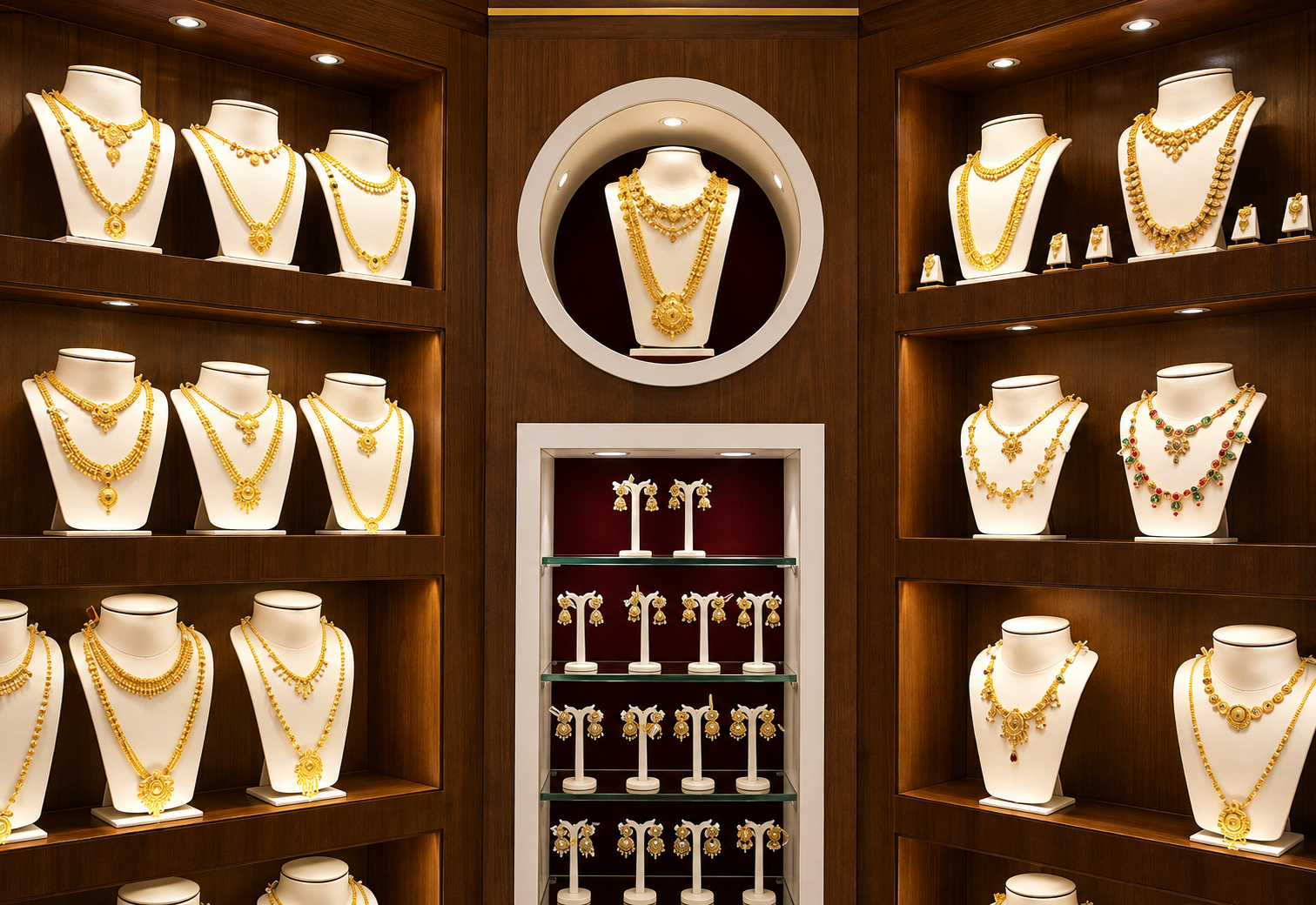 New Manaka Jewellers showroom display of bridal jewellery